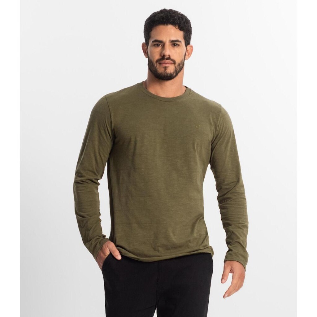 Camiseta Masculina Manga Longa Básica Diametro Verde