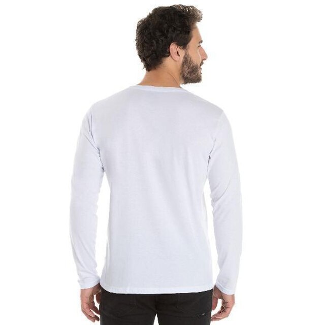 Camiseta Masculina Manga Longa de Algodão Premium Lisa