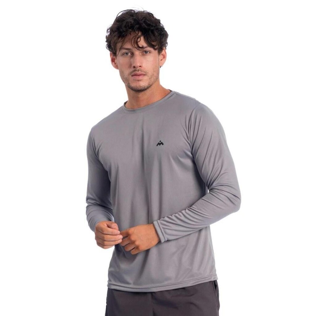 Camiseta Masculina Manga Longa Mezul Básica Proteção Solar UV