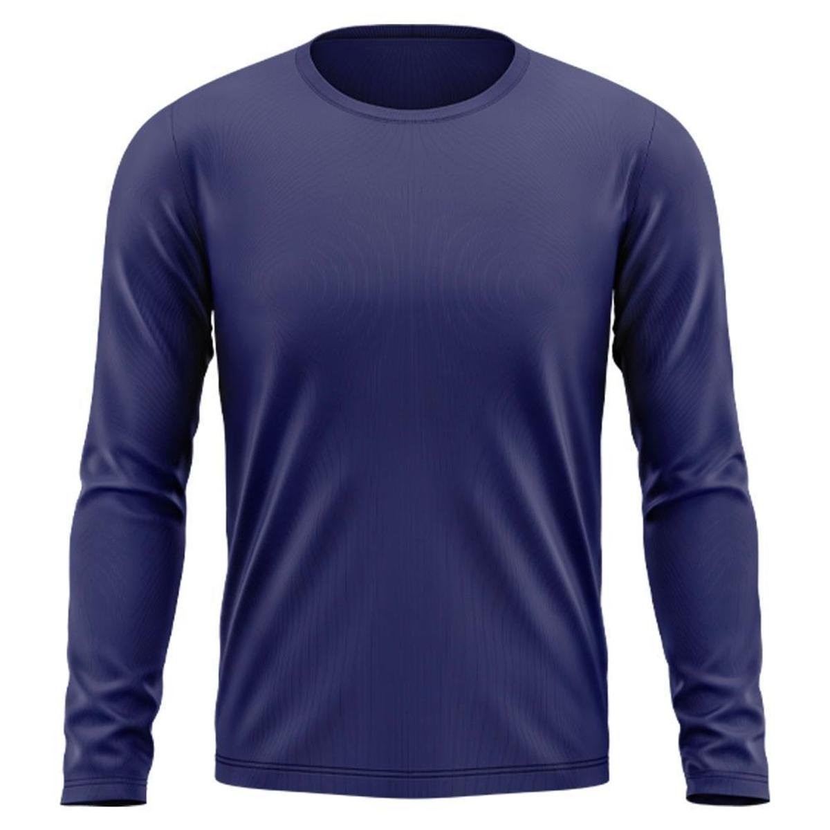 Camiseta Masculina Manga Longa Segunda Pele Térmica Proteção Solar UV 50+ - Azul Escuro Menor preço em Camiseta Masculina Manga Longa Segunda Pele Térmica Proteção Solar UV 50+ - Azul Escuro