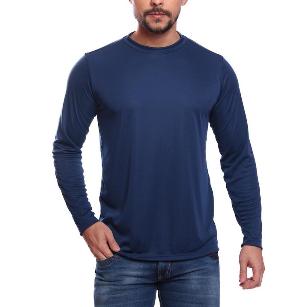 Camiseta Masculina Manga Longa Térmica Proteção UV50+ Segunda Pele Dry Lisa Praia Pesca Trilha Bike