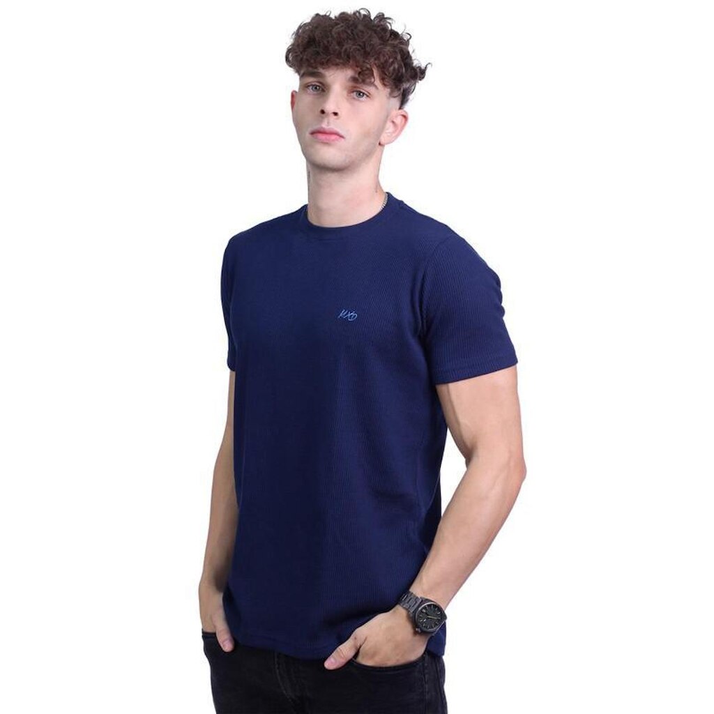 Camiseta Masculina Mxd Conceito Malha Trabalhada E Canelada