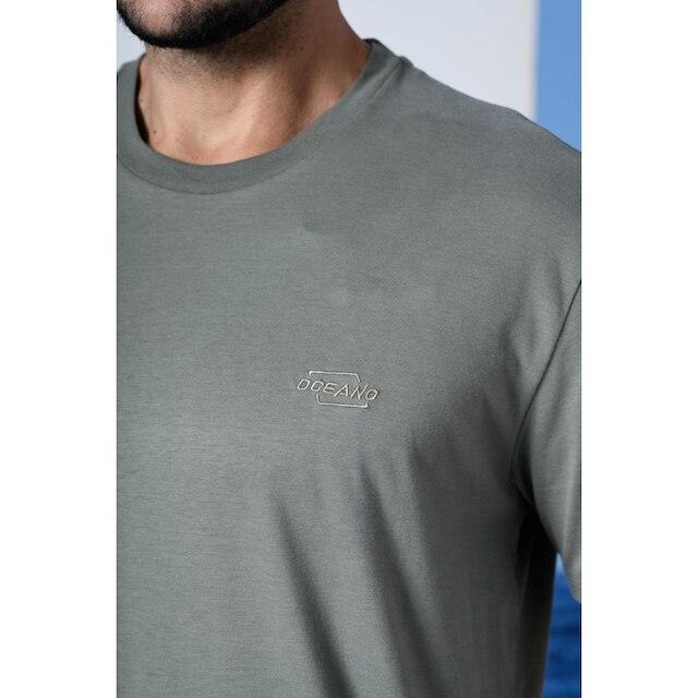 Camiseta Masculina Oceano Bordado Malha Conforto 103340