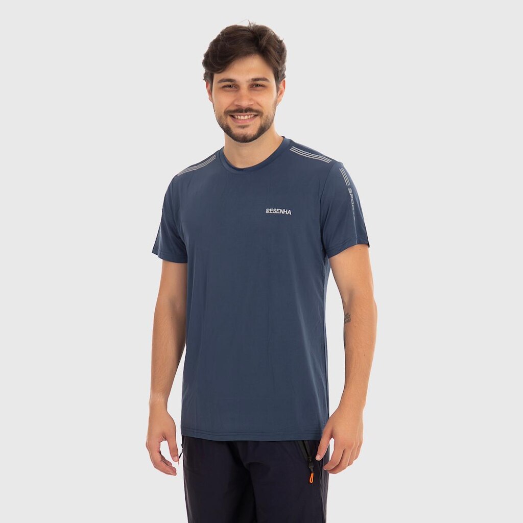Camiseta Masculina Poliamida Detalhe no Ombro Leve Respirável Academia Resenha Sport