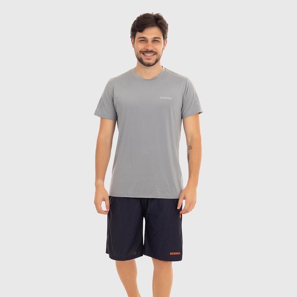 Camiseta Masculina Poliamida Detalhe no Ombro Leve Respirável Academia Resenha Sport