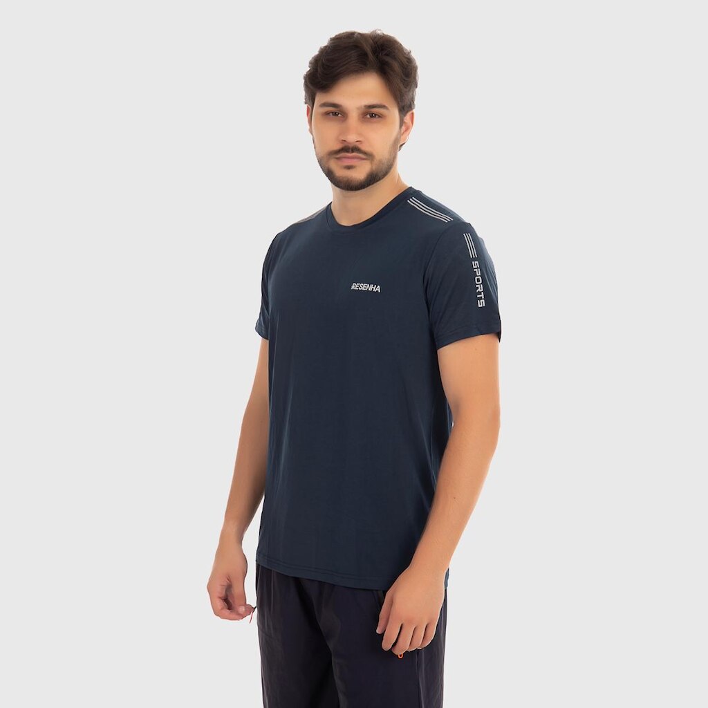 Camiseta Masculina Poliamida Detalhe no Ombro Leve Respirável Academia Resenha Sport
