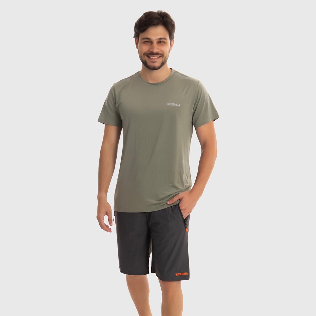 Camiseta Masculina Poliamida Detalhe no Ombro Leve Respirável Academia Resenha Sport
