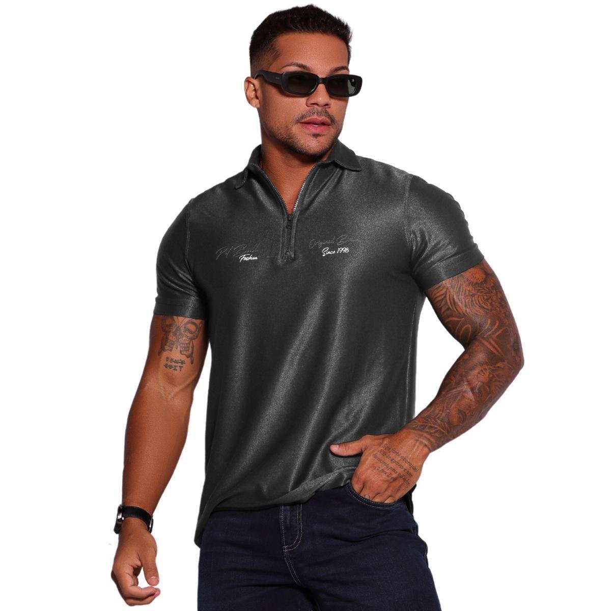 Camiseta masculina polo confortável Grafite Básica PitBull 38184