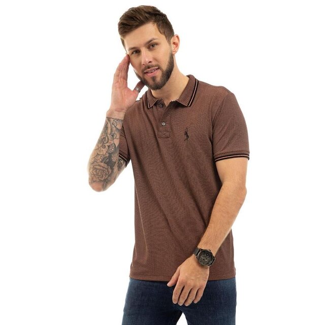 Camiseta Masculina Polo John Pull Manga Curta Moda Casual