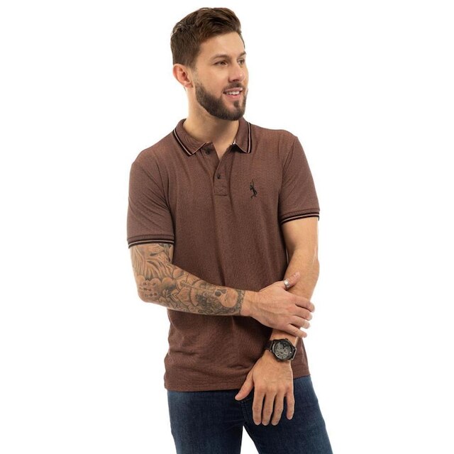 Camiseta Masculina Polo John Pull Manga Curta Moda Casual