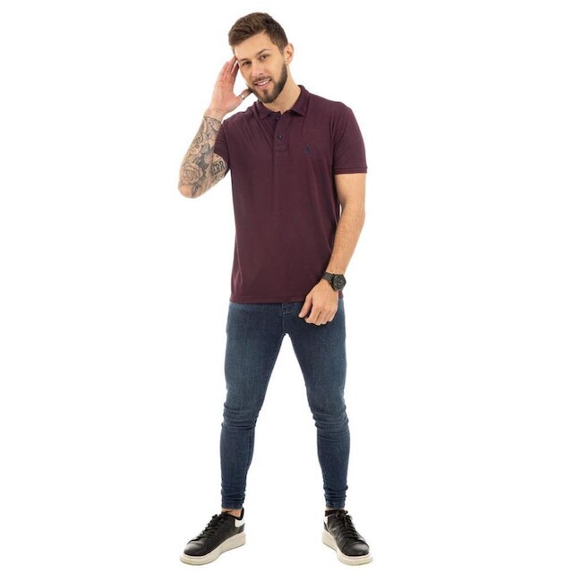 Camiseta Masculina Polo John Pull Manga Curta Moda Casual