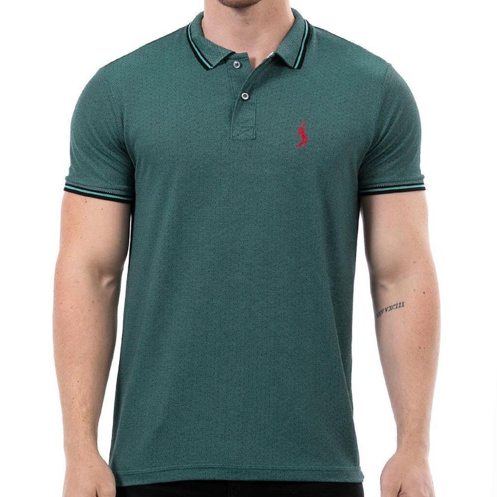 Camiseta Masculina Polo Plus Size Piquet Viscose Manga Curta Moda