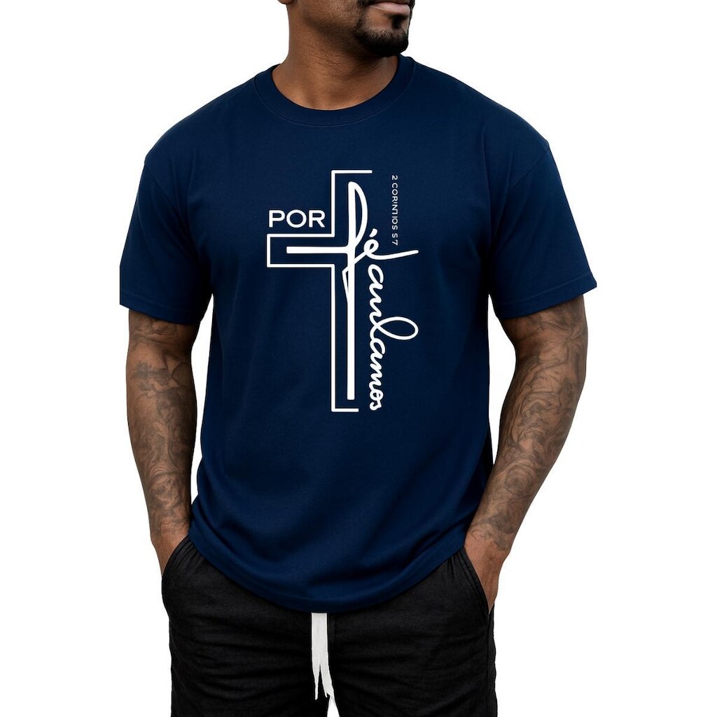 Camiseta Masculina Por F Andamos Leve e Confortável