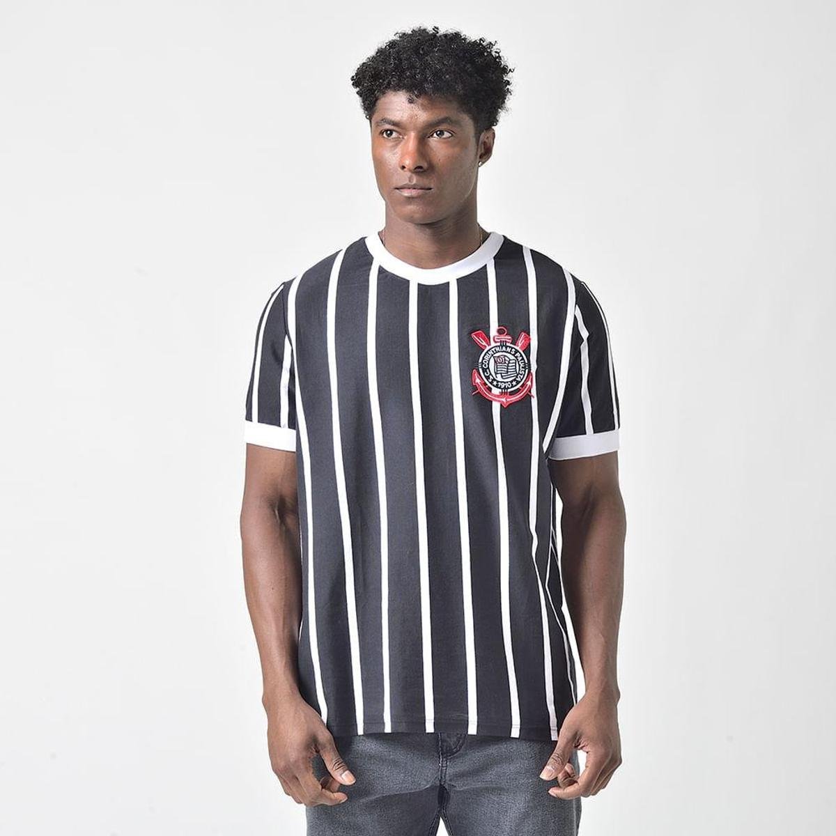 Camiseta Masculina Retrô Corinthians Democracia 1982 S/N Preto Menor preço em Camiseta Masculina Retrô Corinthians Democracia 1982 S/N Preto