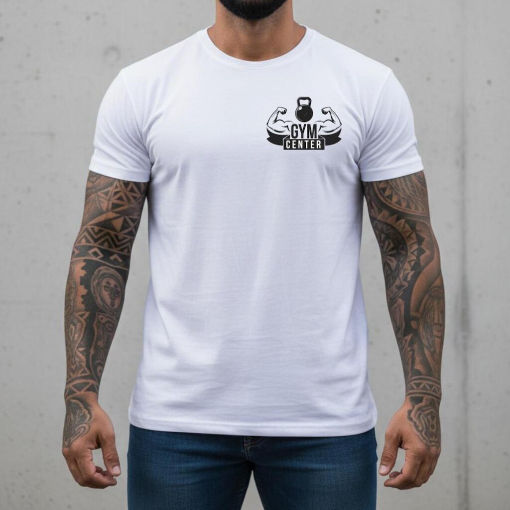 Camiseta Masculina Roupa de Treino Tecido Nobre Algodão Sustentável Branca Camisa Peça Autoral