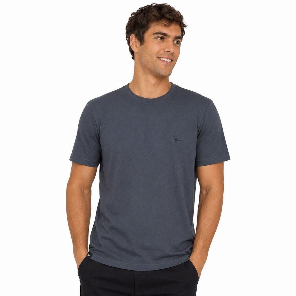Camiseta Masculina Sallo Slim Fit Chumbo 8176 Algodão Peruano - Chumbo GG