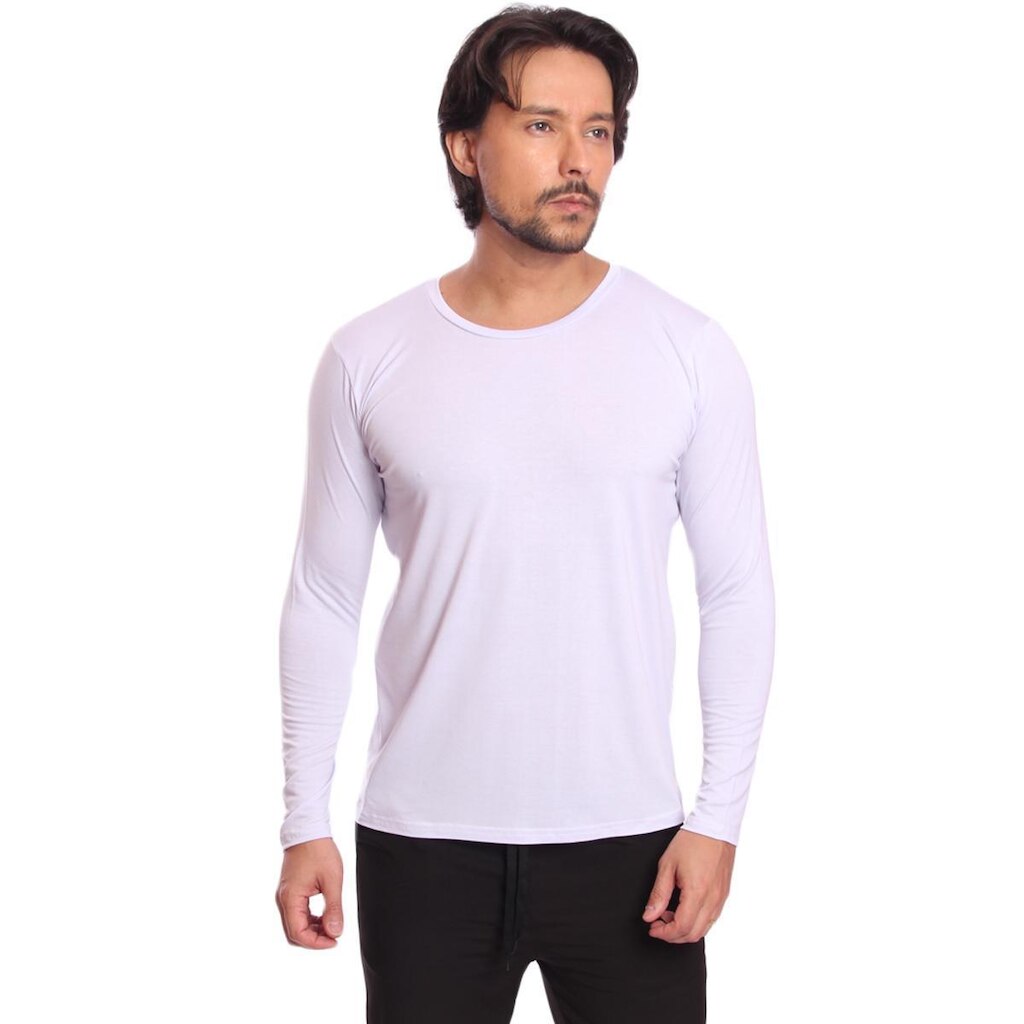 Camiseta Masculina Segunda Pele Manga Longa Suplex Esportiva Casual
