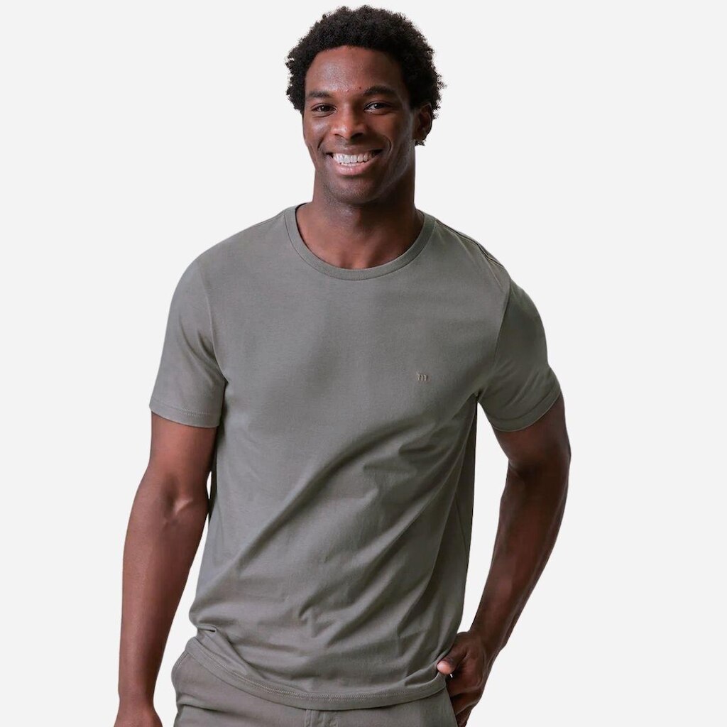 Camiseta Masculina Slim Bordado Frontal Em Algodão - Malwee