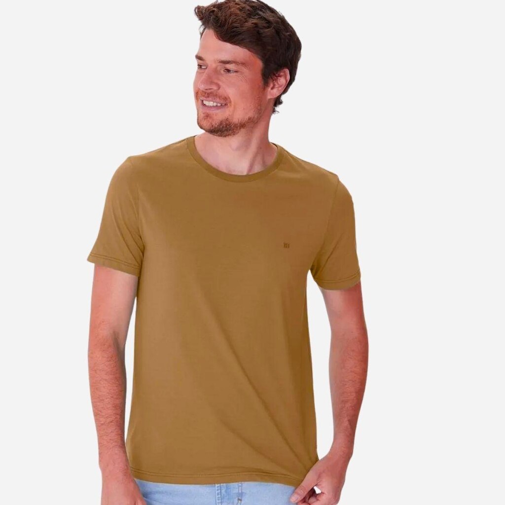 Camiseta Masculina Slim Bordado Frontal Em Algodão - Malwee