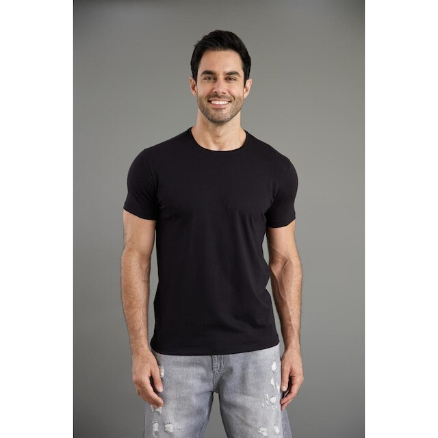 Camiseta Masculina Slim em Algodão Pima Manga Curta Dialogo