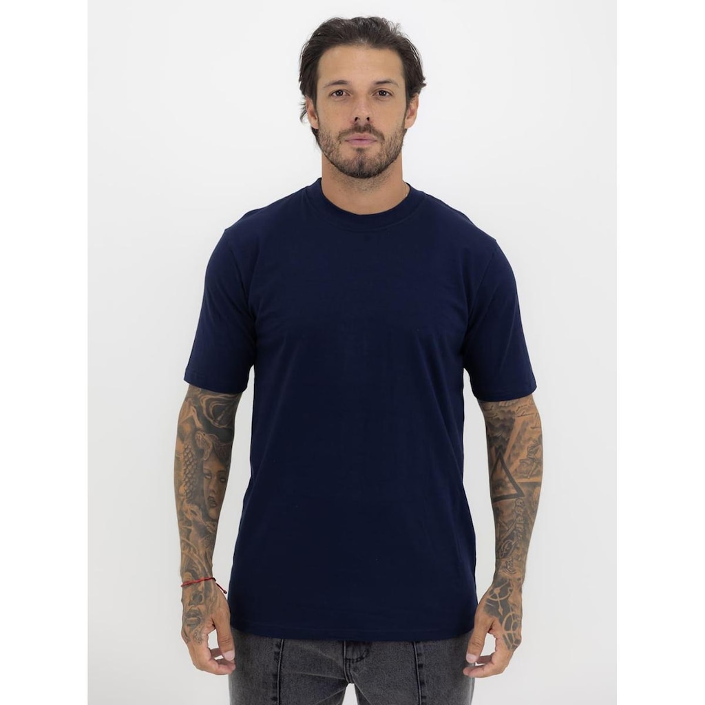 Camiseta Masculina Supper Cotton Básica Lisa Camisa Azul Marinho