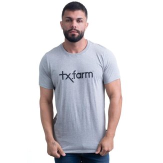 CAMISETA MASCULINA TEXAS FARM - CM258 - CINZA MESCLA CLARO/ PRETO