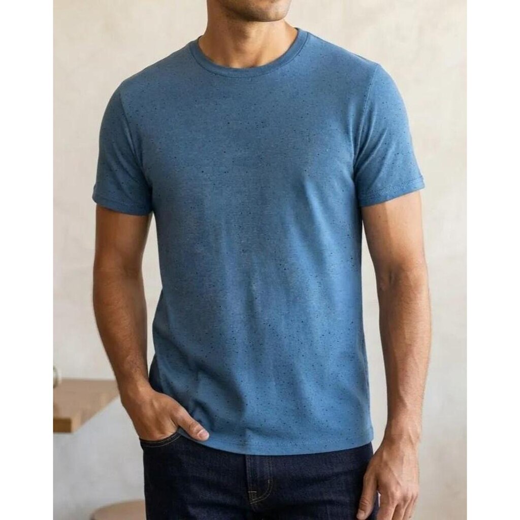 Camiseta Masculina Texturizada Leve Malha Botonê Slim Fit