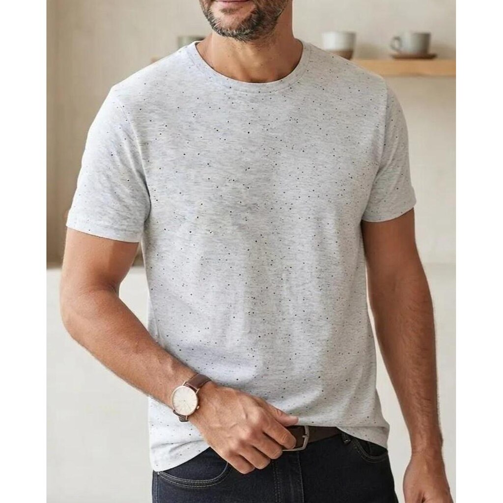 Camiseta Masculina Texturizada Leve Malha Botonê Slim Fit