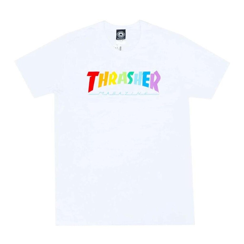 Camiseta Masculina Thrasher Rainbow Mag - BRANCO / XG