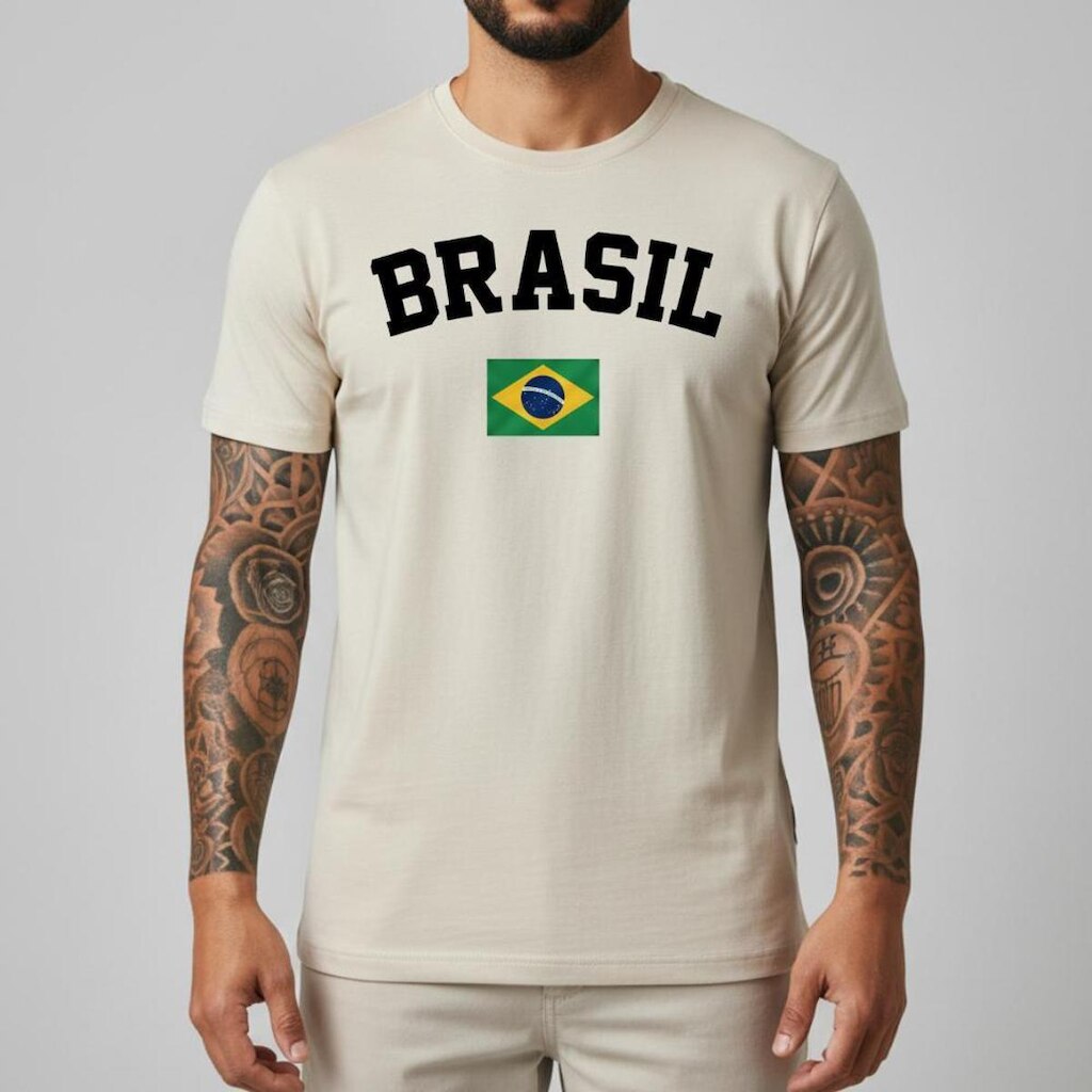 Camiseta Masculina Torcida Brasileira Oficial Seleção 100% Algodão Original Brasil Somos Fabricantes