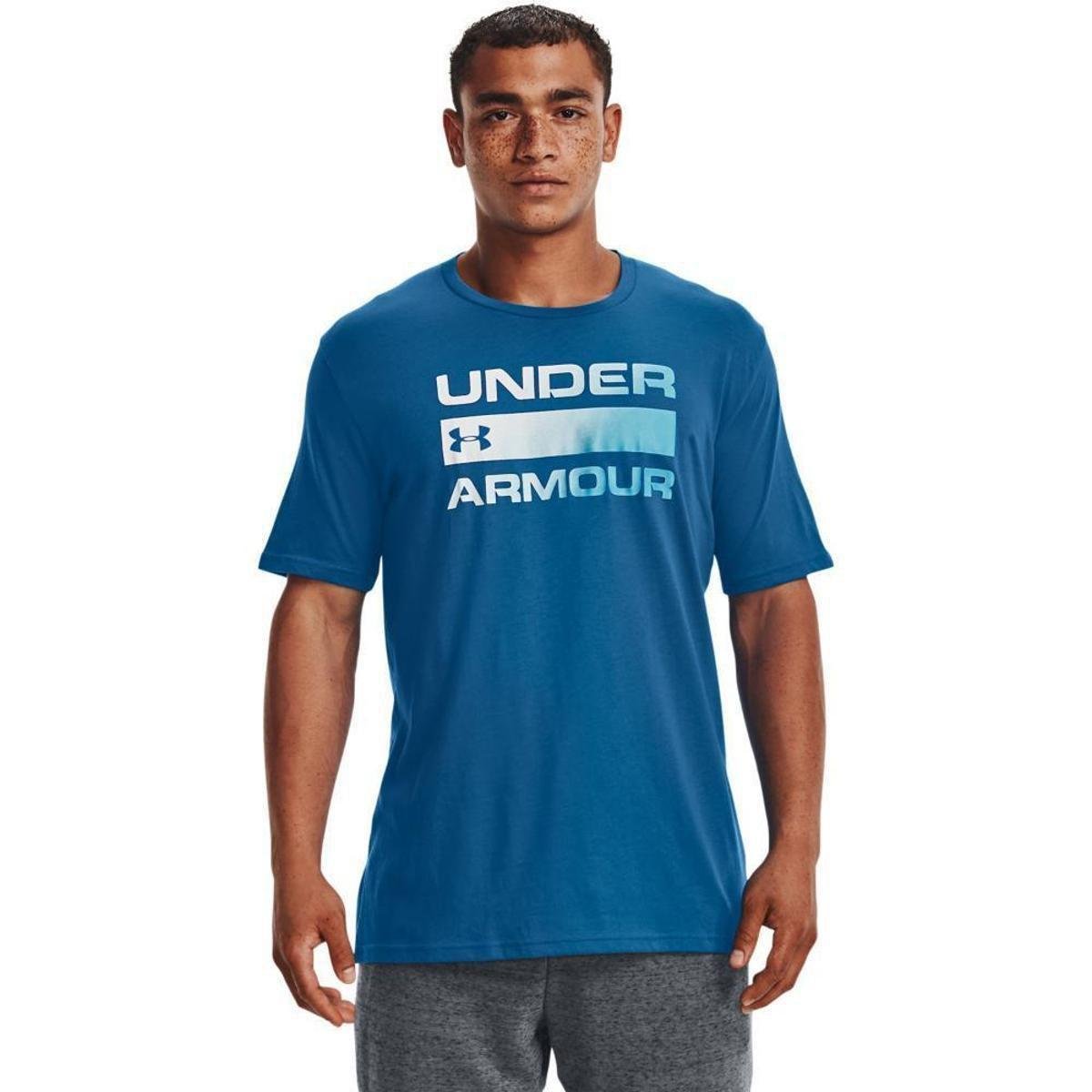 Camiseta Masculina Under Armour Team Issue Wordmark SS - Azul Azul P - Azul Menor preço em Camiseta Masculina Under Armour Team Issue Wordmark SS - Azul Azul P - Azul