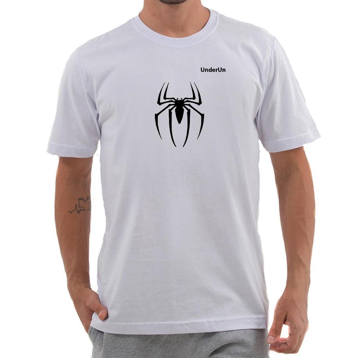 Camiseta Masculina Under Spider Academia Estampada Casual Algodão Menor preço em Camiseta Masculina Under Spider Academia Estampada Casual Algodão