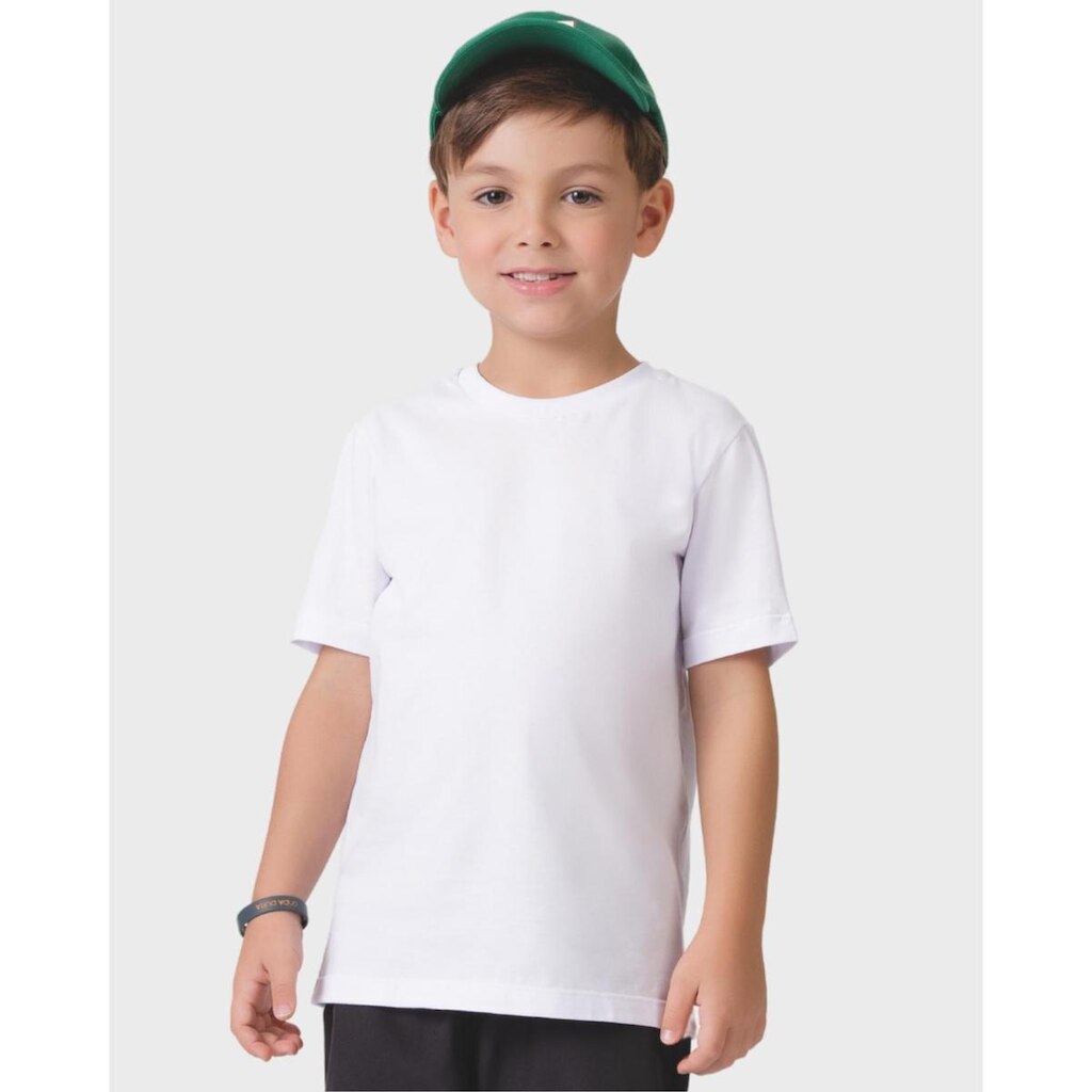 Camiseta meia malha básica infantil verão fresquinha - Branco, Preto e Vermelho - Menino 1 a 3 anos