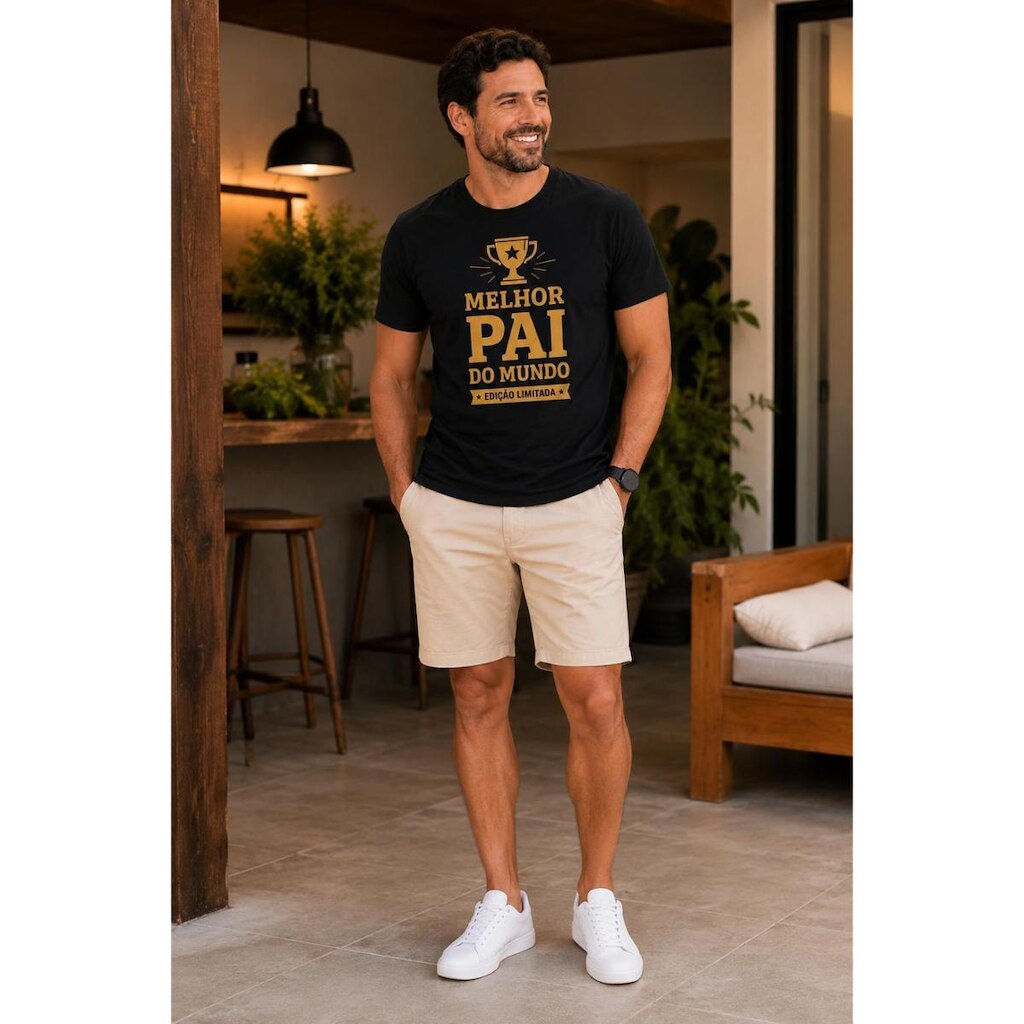 Camiseta Melhor Pai do Mundo Masculina Manga Curta Estampa Premium Dia dos Pais