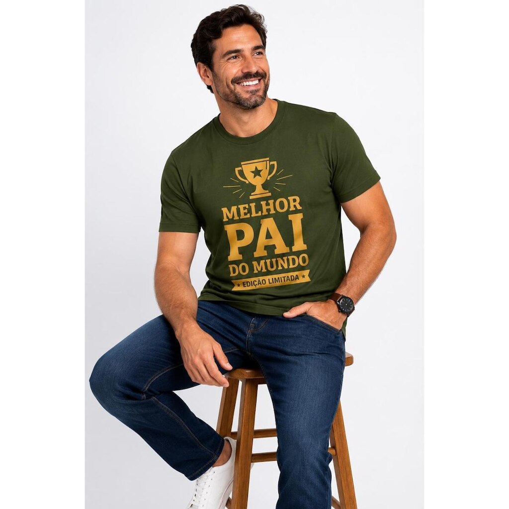 Camiseta Melhor Pai do Mundo Masculina Manga Curta Estampa Premium Dia dos Pais
