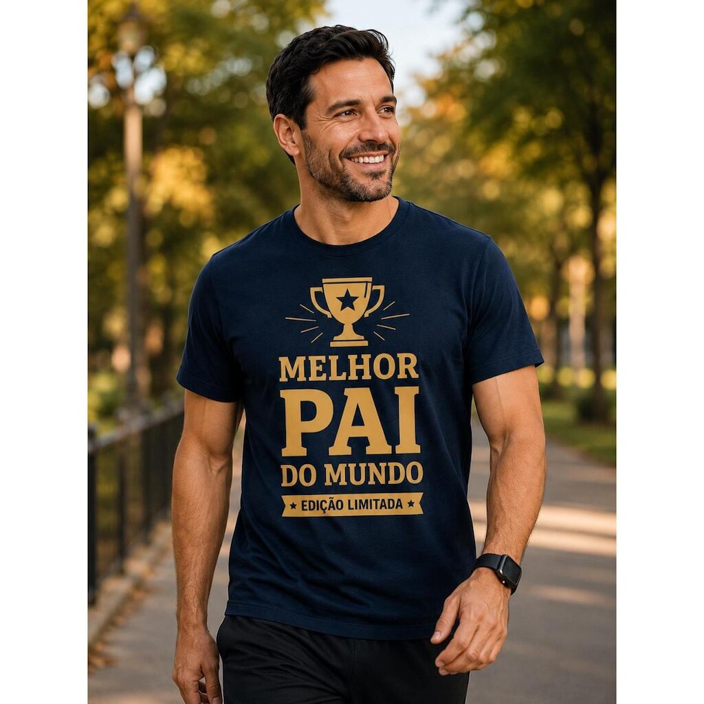 Camiseta Melhor Pai do Mundo Masculina Manga Curta Estampa Premium Dia dos Pais