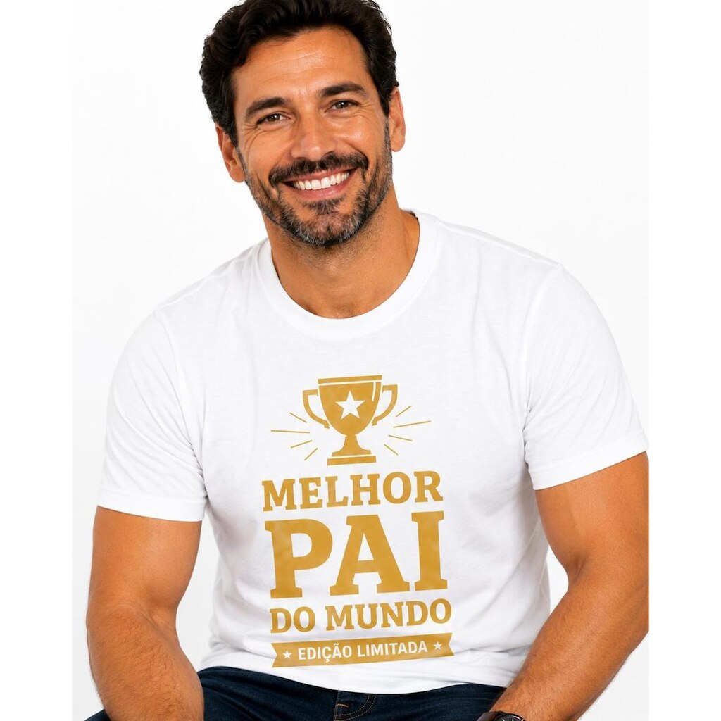 Camiseta Melhor Pai do Mundo Masculina Manga Curta Estampa Premium Dia dos Pais