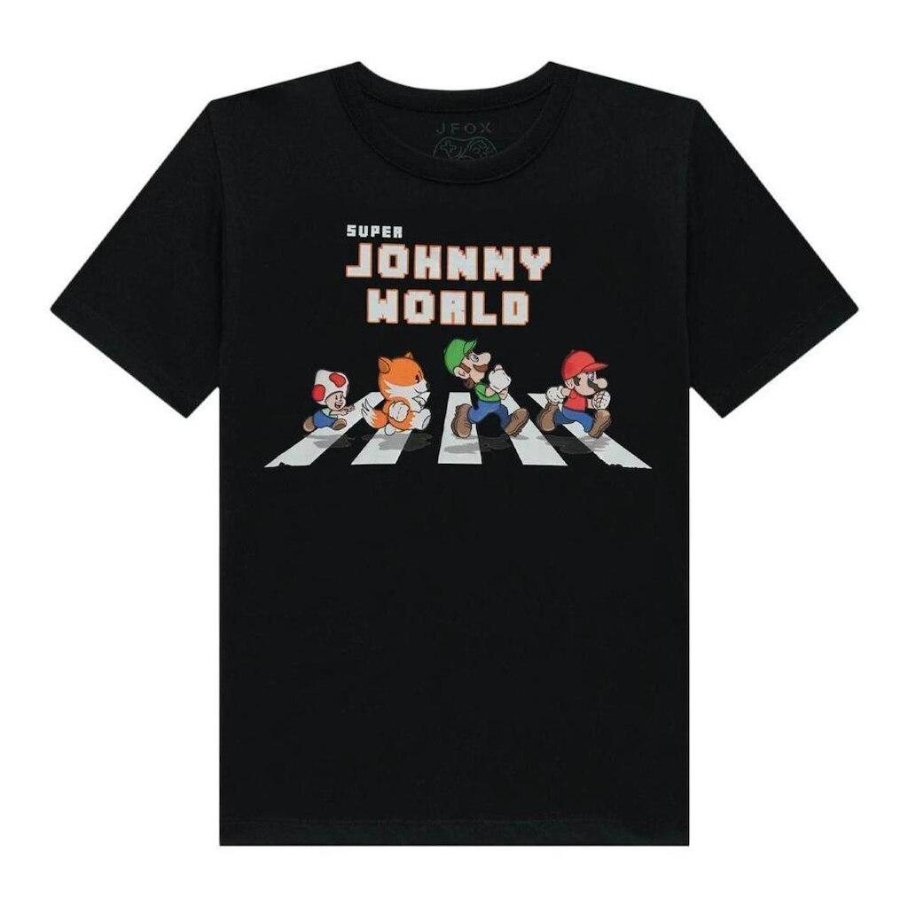 CAMISETA MENINO PRETO SUPER MARIO JOHNNY FOX