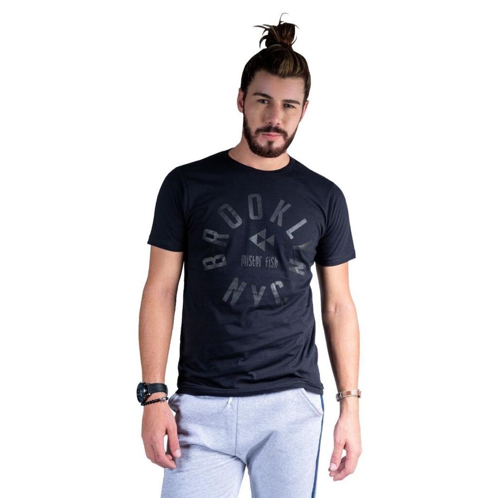 Camiseta Mister Fish Estampado Brooklyn NYC Masculina