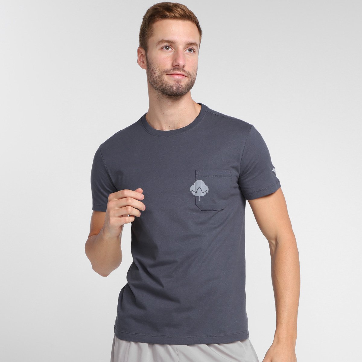 Camiseta Mizuno Graphic EC Masculina - Cinza Menor preço em Camiseta Mizuno Graphic EC Masculina - Cinza