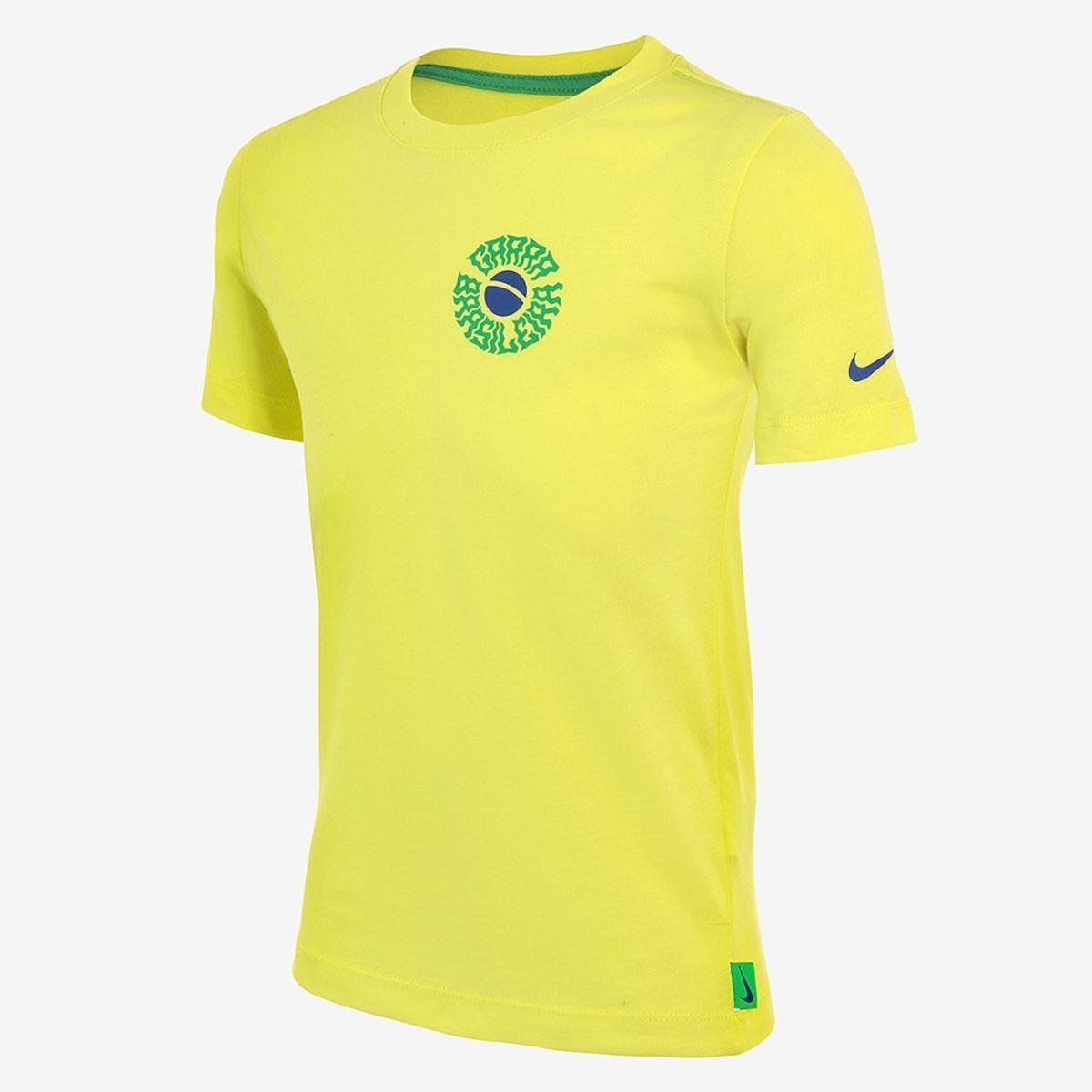 Camiseta Nike Brasil 22 Voice Infantil - Amarelo Menor preço em Camiseta Nike Brasil 22 Voice Infantil - Amarelo