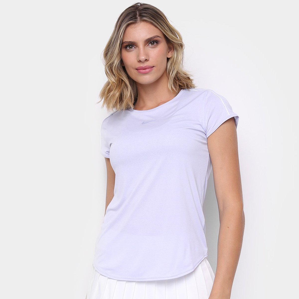 Camiseta Nike Court Dry Top Feminina - Roxo+Branco Menor preço em Camiseta Nike Court Dry Top Feminina - Roxo+Branco