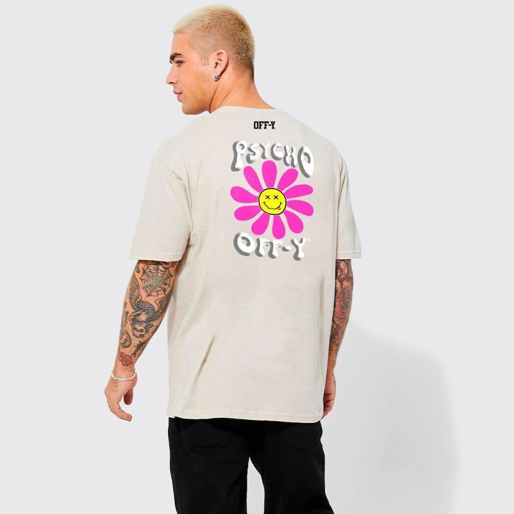 Camiseta off white Oversized Streetwear Psycho