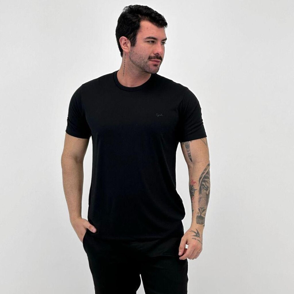Camiseta Ogochi Básica Slim Manga Curta Masculina