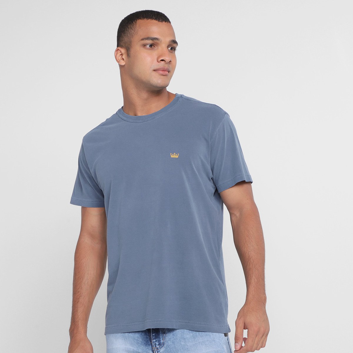 Camiseta Osklen Stone Coroa Colors Masculina - Azul Menor preço em Camiseta Osklen Stone Coroa Colors Masculina - Azul