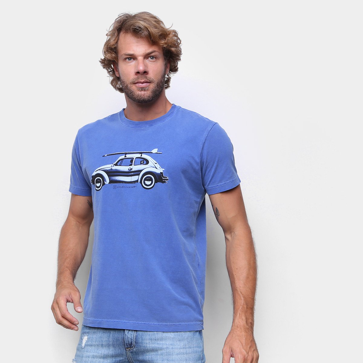 Camiseta Osklen Stone Fusca Masculina - Azul Claro Menor preço em Camiseta Osklen Stone Fusca Masculina - Azul Claro