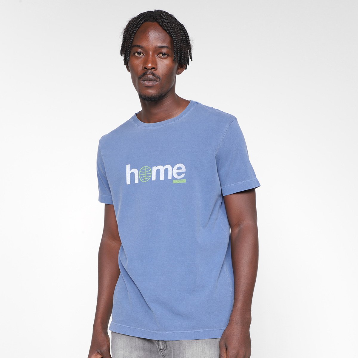 Camiseta Osklen Stone Home Masculina - Azul+Branco Menor preço em Camiseta Osklen Stone Home Masculina - Azul+Branco