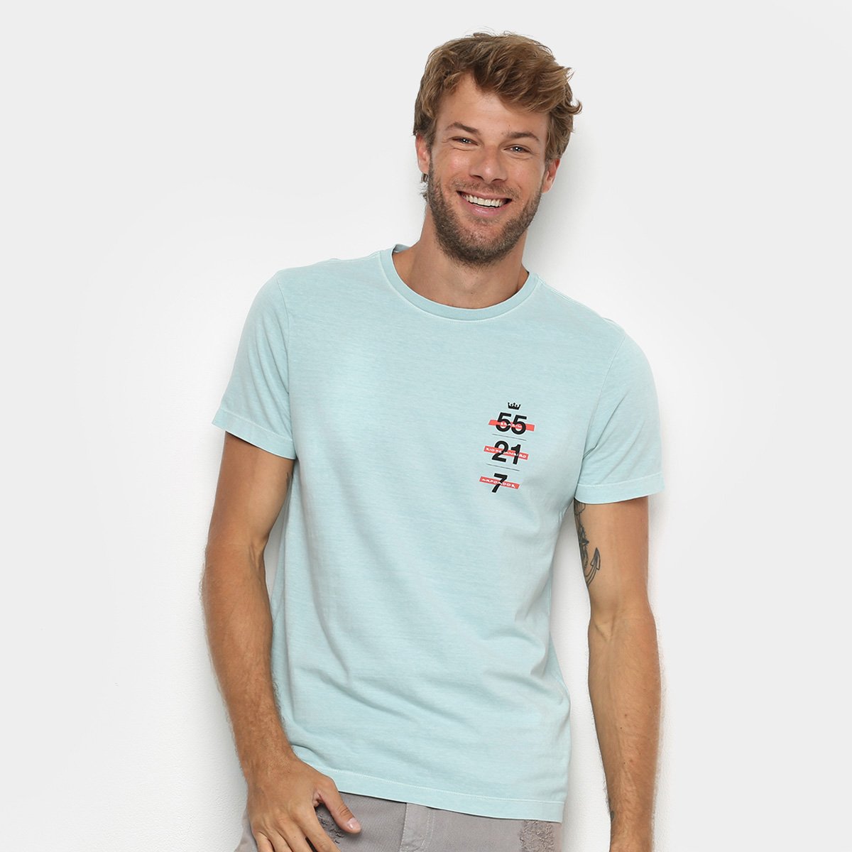 Camiseta Osklen Stone Vintage Masculina - Azul Menor preço em Camiseta Osklen Stone Vintage Masculina - Azul