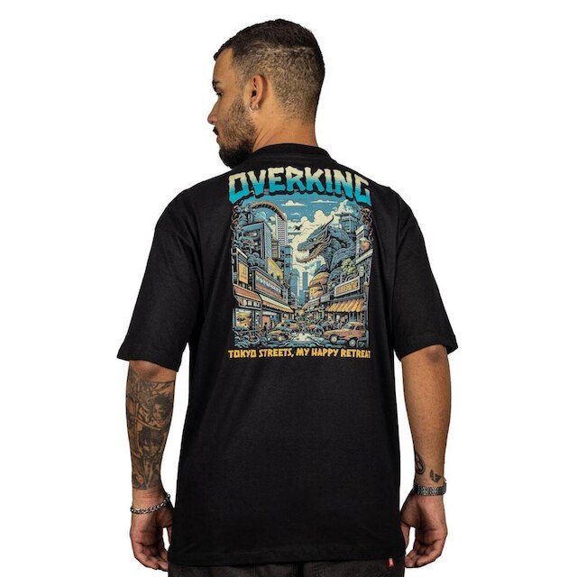 Camiseta Overking Oversized Godzilla Preto