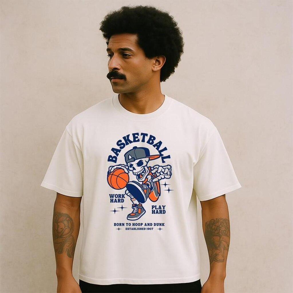 Camiseta Oversized Basquete Masculina Algodão Premium